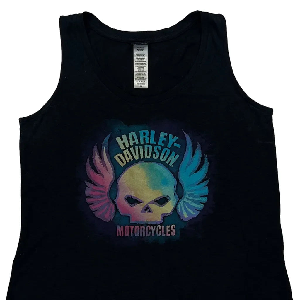 Women's Sleeveless Graphic Print Cotton Vest in Black Medium