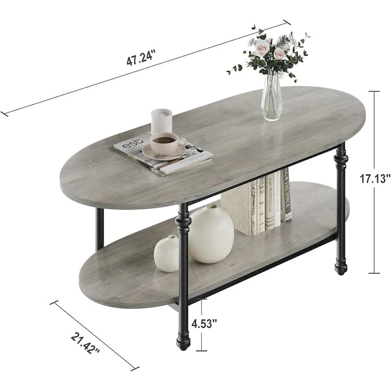 Oval Coffee Table Unique Tea Table 47.2 Mid Century Cocktail Table