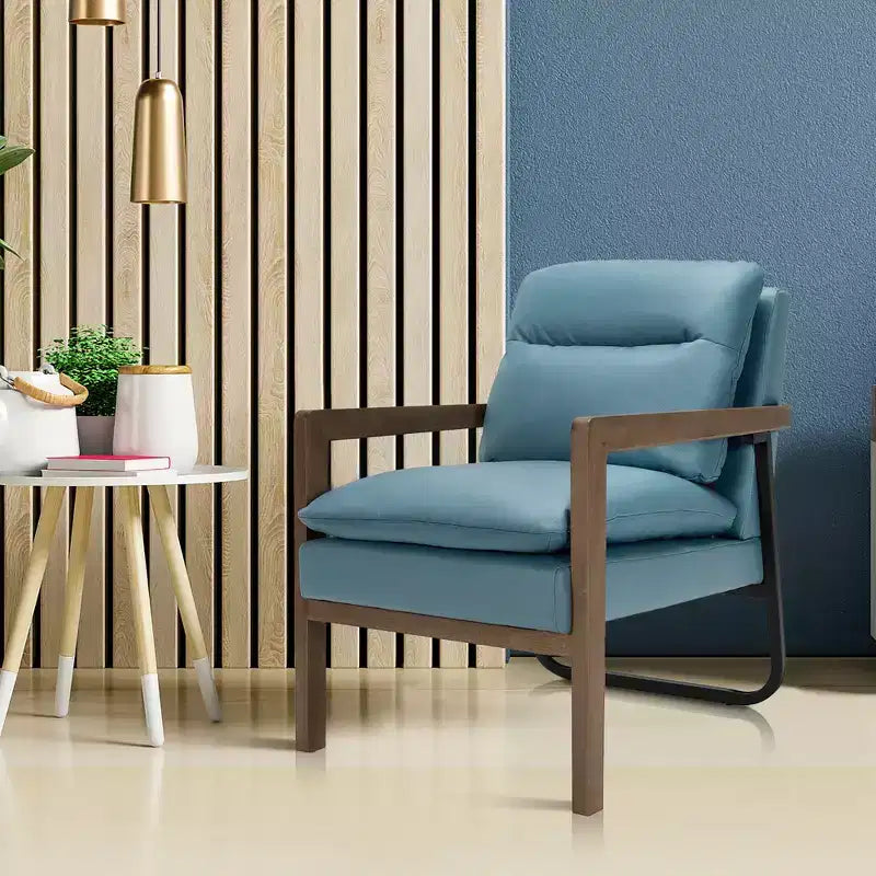 Modern Upholstered Accent Armchair with Rubber Wood Legs