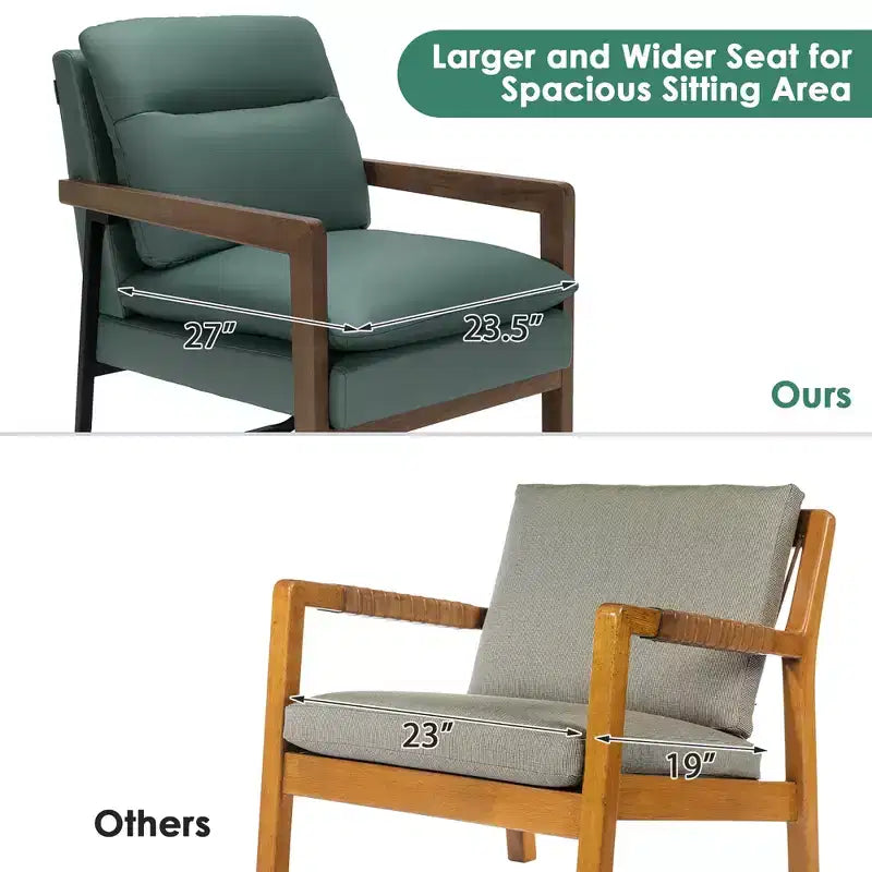 Modern Upholstered Accent Armchair with Rubber Wood Legs