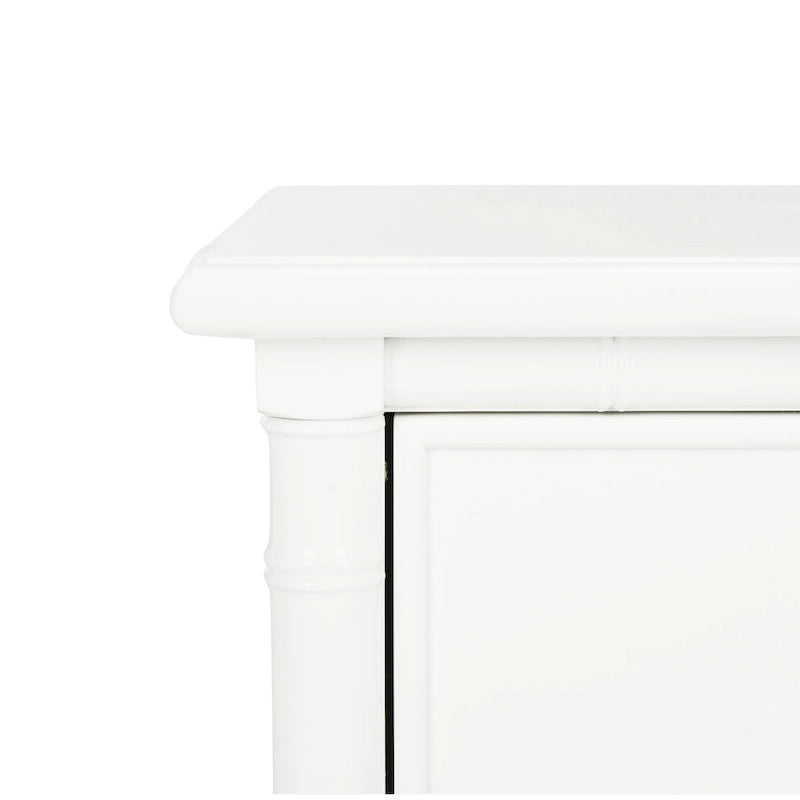 Modern Coastal 3-Drawer Nightstand with Bamboo-Style Frame & Gold Pulls
