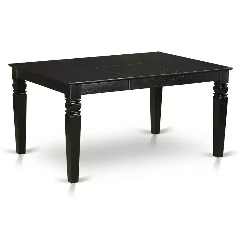 HomeStock 7-Piece Rectangle Black Finish Solid Wood Top Dining Table with 6 Parson-Chairs