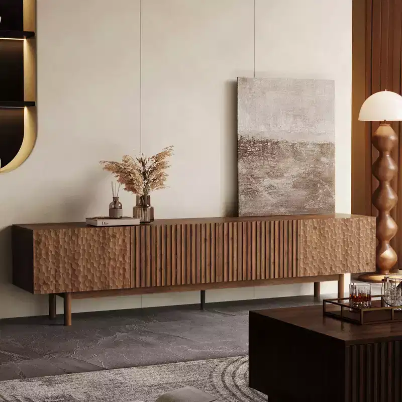 Mid-Century Modern 86.61 TV Stand and Media Console & Entertainment Centers with Large Storage Space