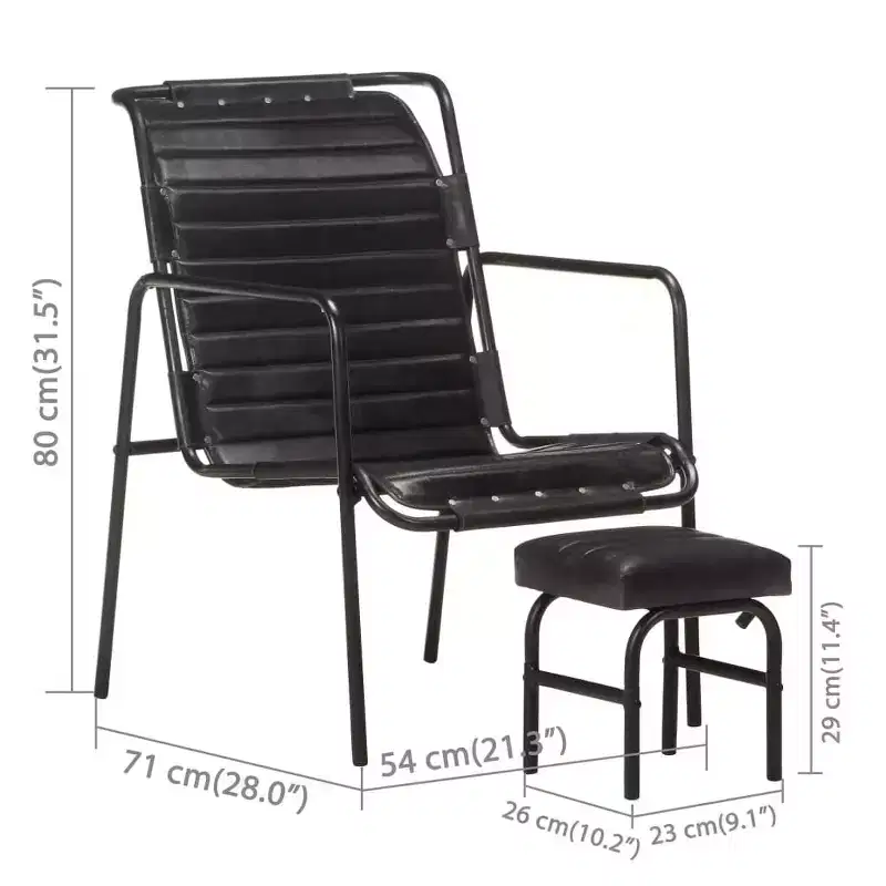 vidaXL Relaxing Armchair Dark Brown Real Leather, Powder-Coated Iron
