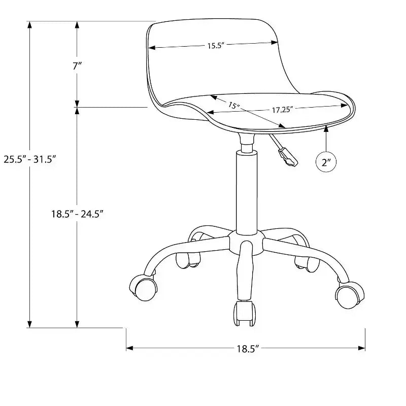 Modern Height-Adjustable Office Chair with Metal Base and Wheels, 360�� Swivel
