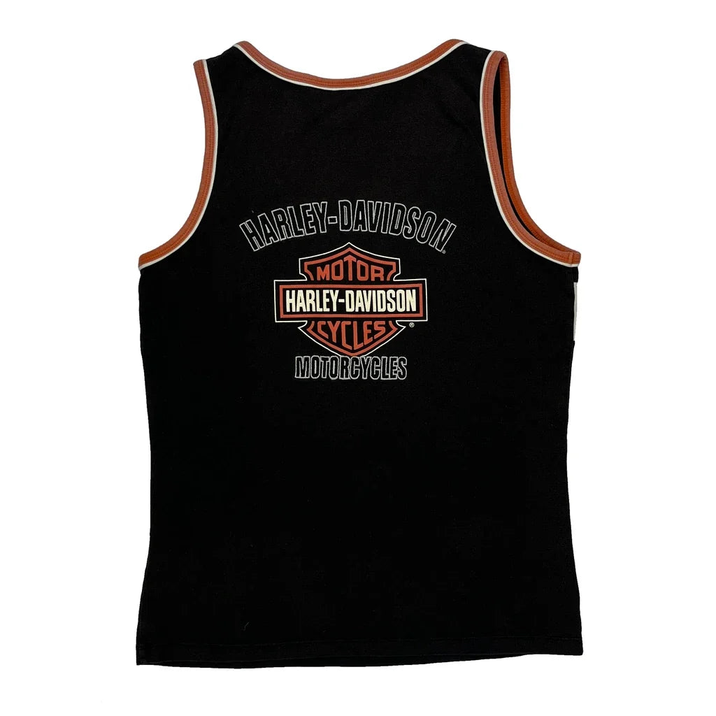 Women's Sleeveless Graphic Vest Regular Fit Black Cotton Medium