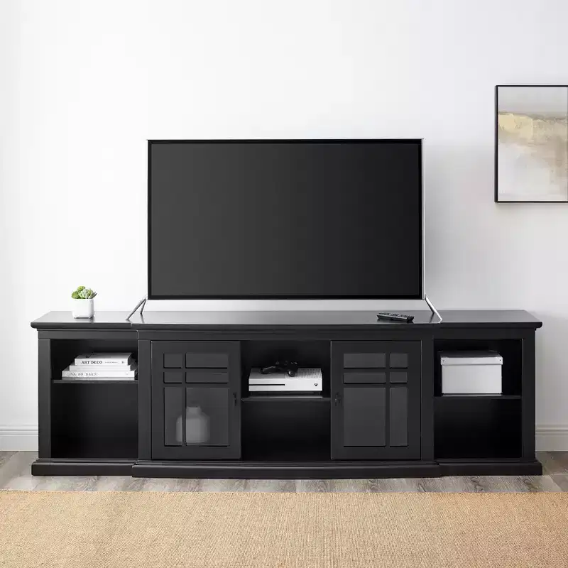Transitional 2 Window Pane Door TV Stand for TVs up to 85