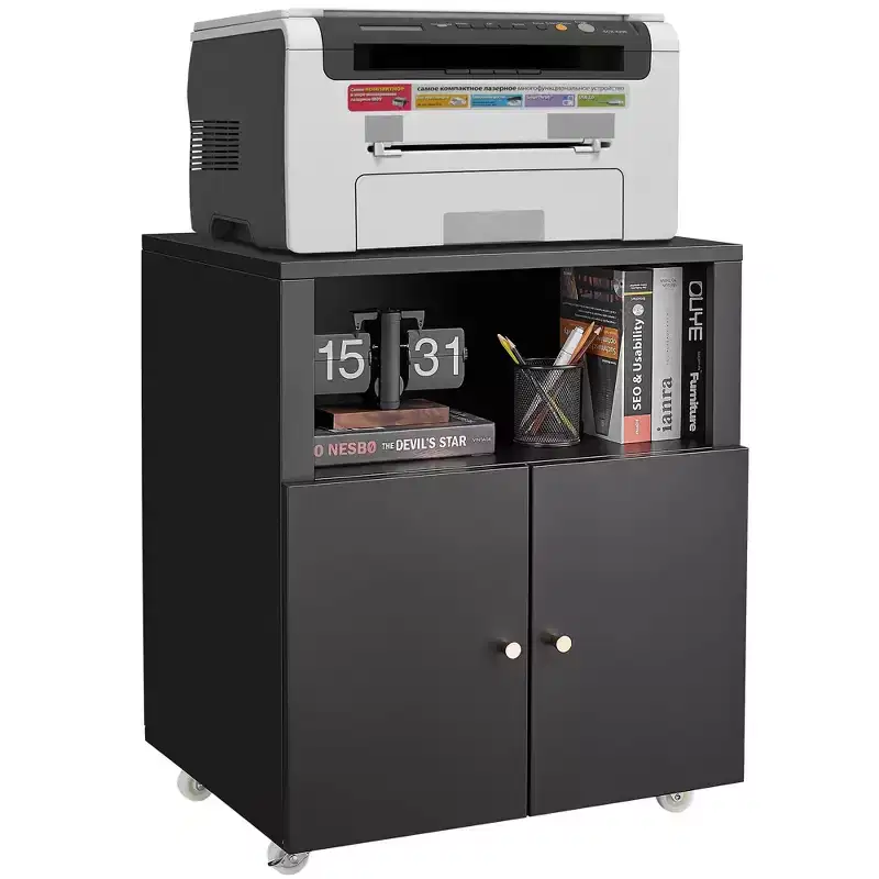 Heavy Duty Rolling Storage Cabinet with 2 Doors & Storage Shelf, Under Desk Metal File Cabinet for Garage Home Office