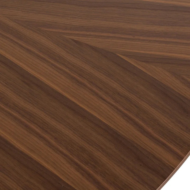 Mid-Century Modern Round Dining Table with Walnut Veneer