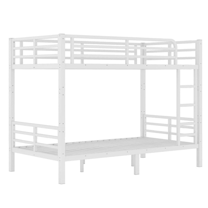 Metal Twin XL over Twin XL Bunk Bed for Teens and Adults �C Space-Saving, Noise Reduced, No Box Spring Needed, White
