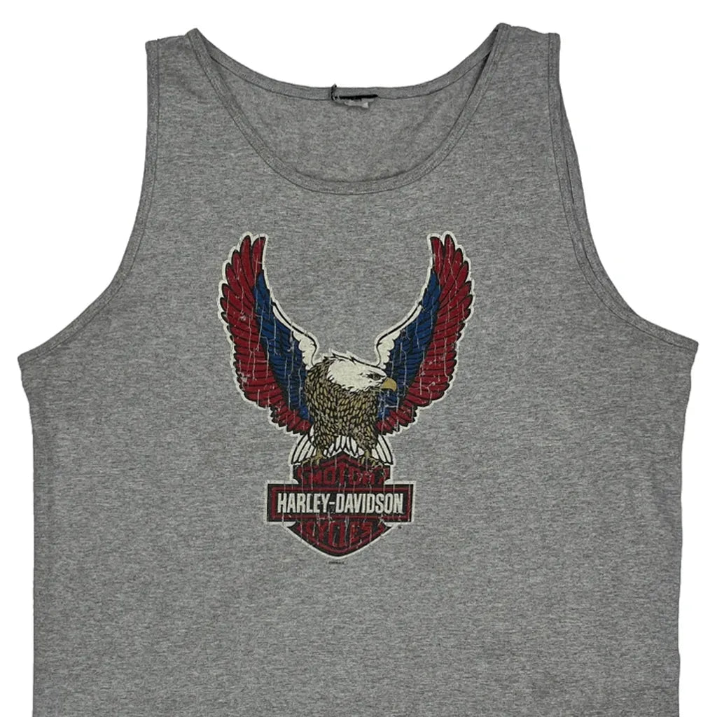 Men's Eagle Graphic Sleeveless Vest Large Grey Cotton Casual Tank Top