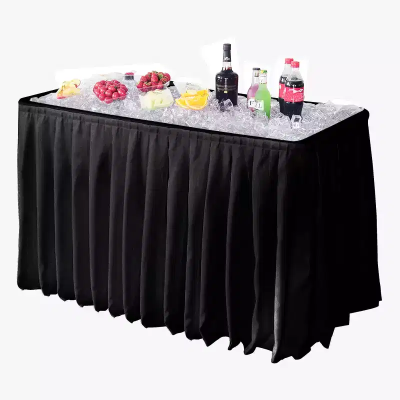 4' Portable Folding Party Ice Bin Table with Skirt, Black