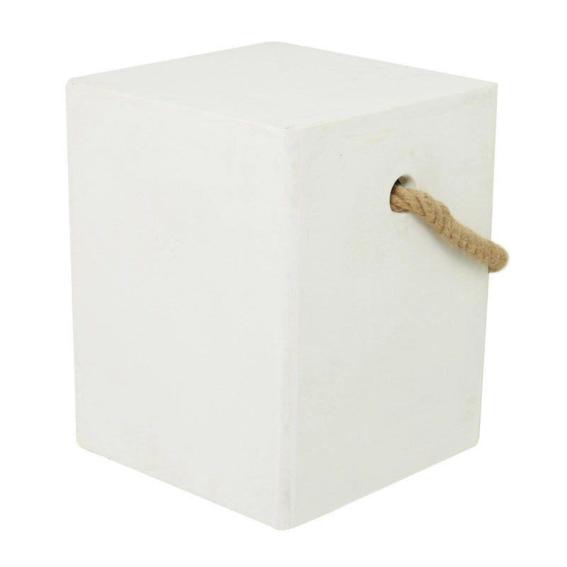 Magnesium Oxide Lightweight Outdoor Accent Table with Rope Handle - Black or White - Roche River Decor