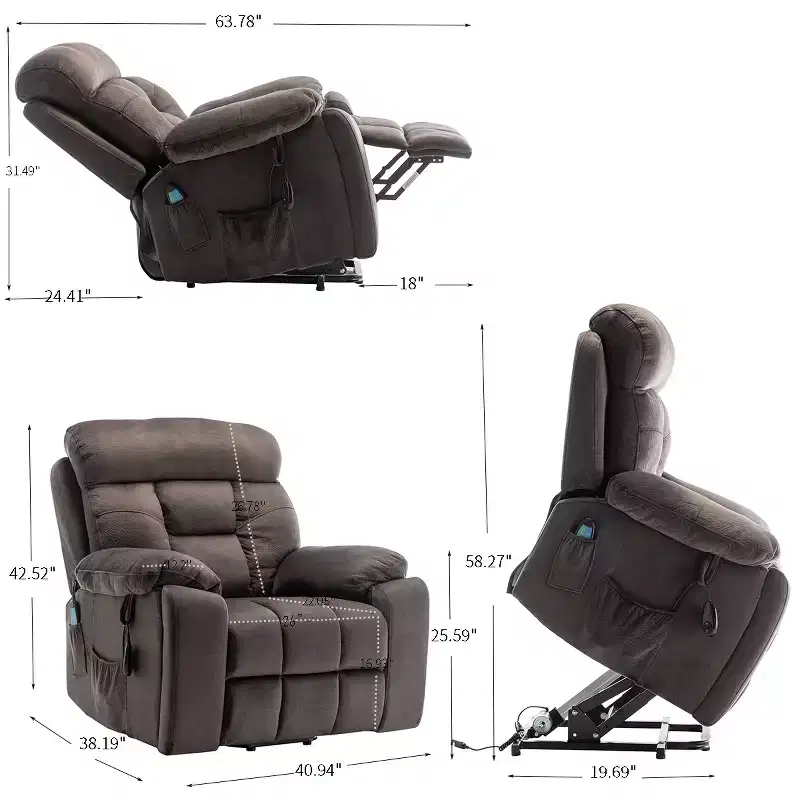 Electric Lift Massage Recliner With Heating Function And Side Pocket - ModernLuxe