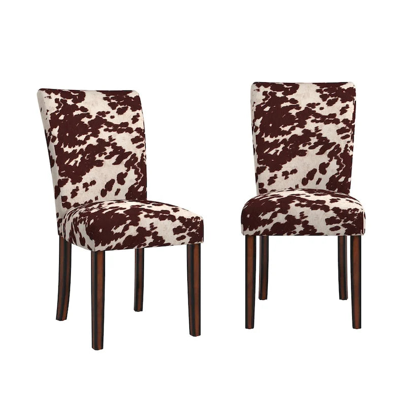 Cowhide Parsons Dining Chairs (Set of 2)