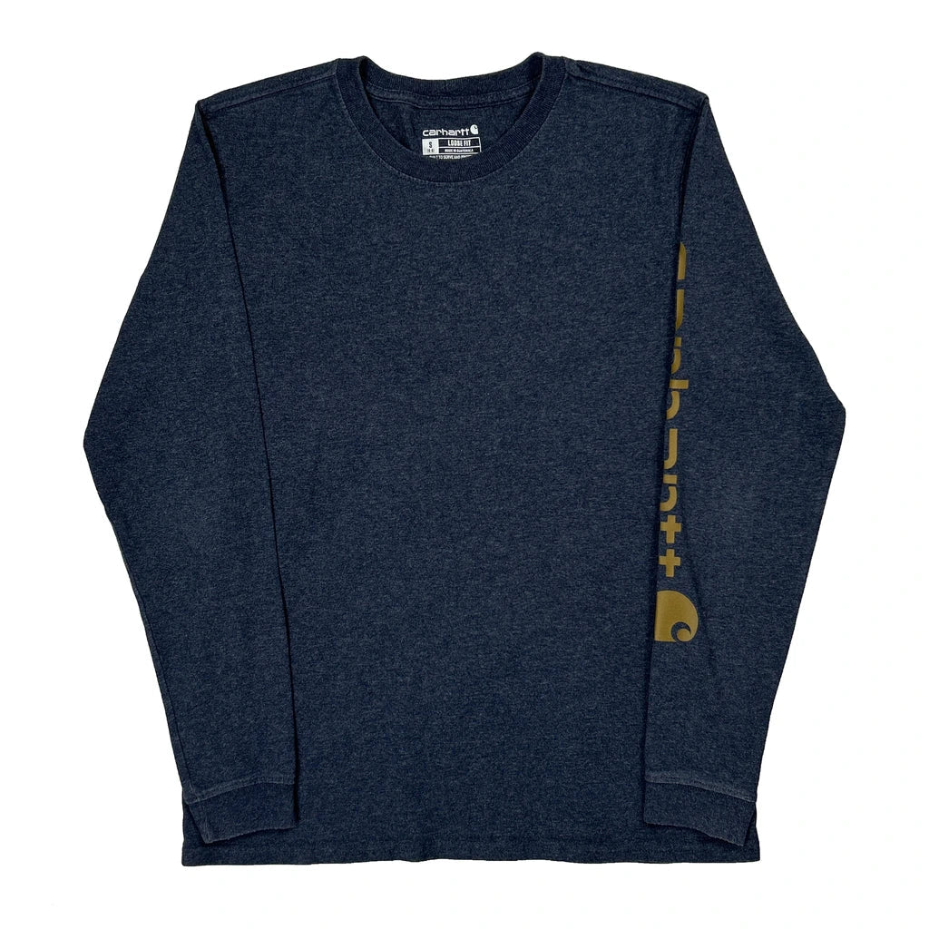 Long Sleeve T-Shirt Small Blue Cotton Crew Neck Regular Fit Women