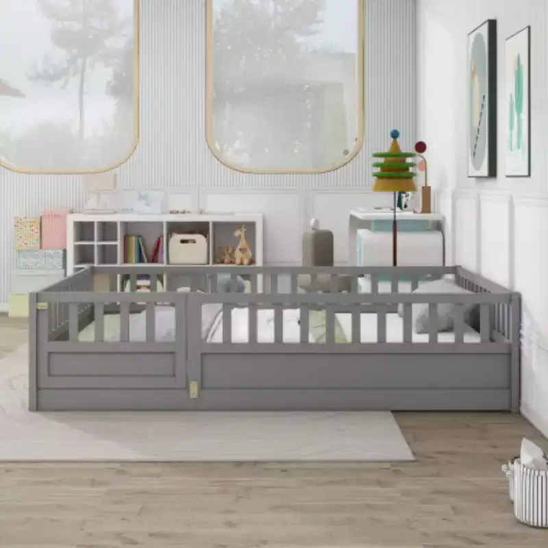 Single-Person Compact Low-Profile Bed Featuring Integrated Ultra-Secure Barrier Design