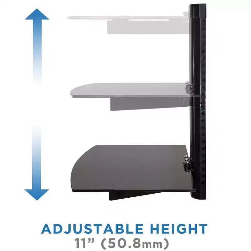 Wall Mounted AV Shelf with Tempered Glass – 2-Tier