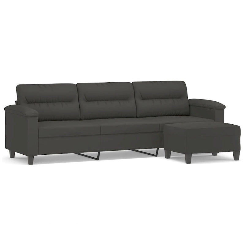 Modern Accent Upholstered Chair with Footstool Microfiber Fabric