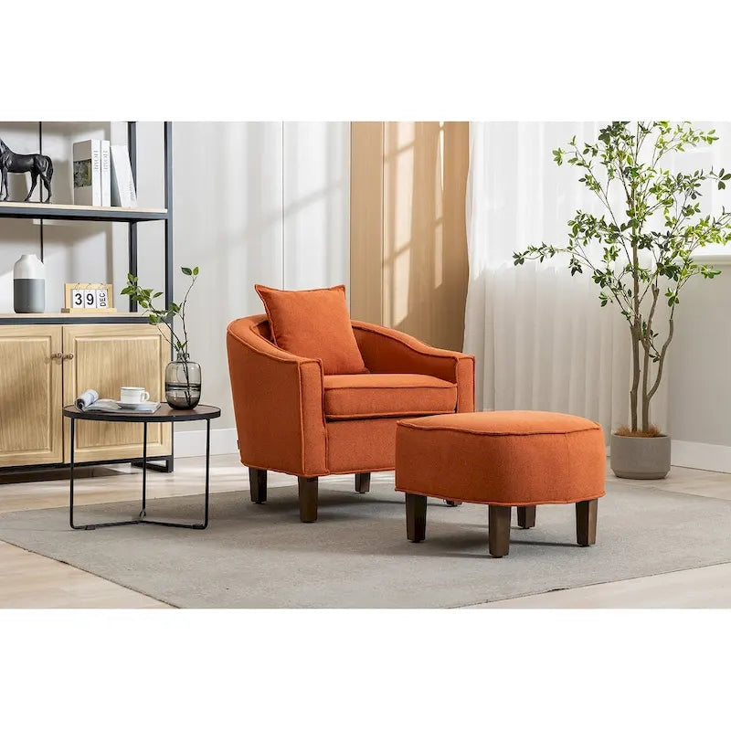 Mid-Century Modern Club Accent Chair with Tufted Back and Round Arms