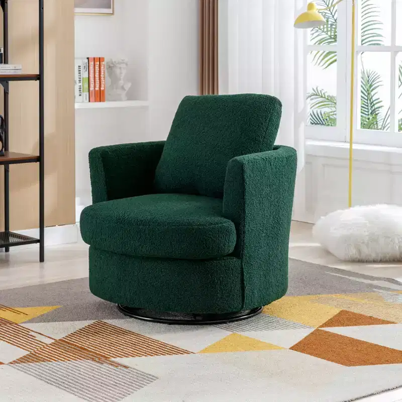 GDFStudio Bertha Swivel Boucle Upholstered 32 Wood and Steel Chair