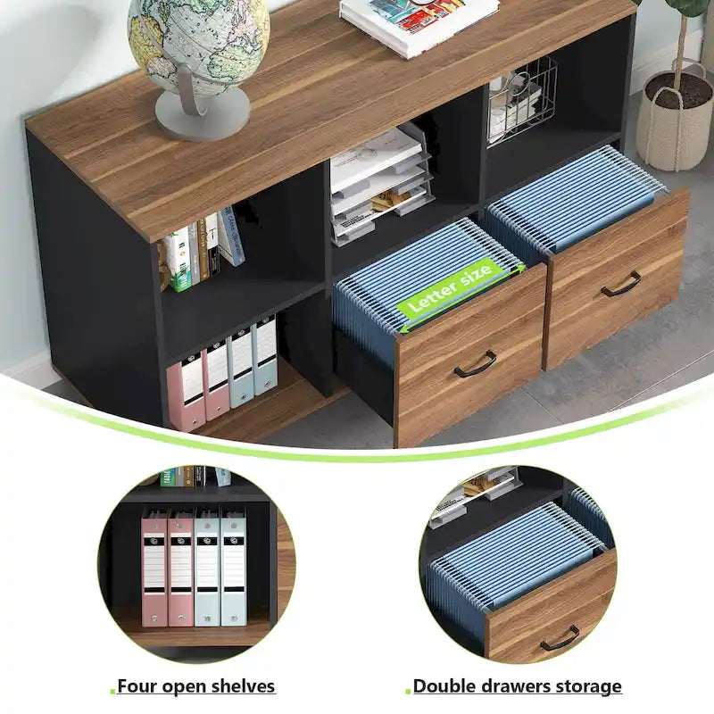 2 Drawers Lateral File Cabinets 43 inches Mobile Filing Cabinet Printer Stand Office Cabinet