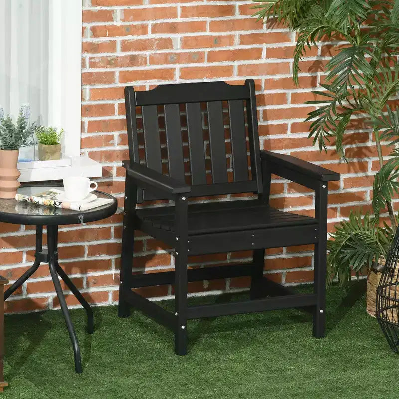 All-Weather Patio Chair, HDPE Patio Dining Chair, Heavy Duty Wood-Like Outdoor Furniture for Garden, Deck, Porch, Lawn
