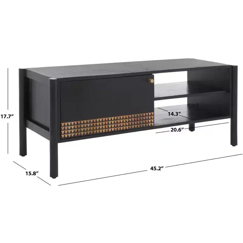 Errington 2 Shelf Media Stand - MED9000 - Black/Natural - Safavieh