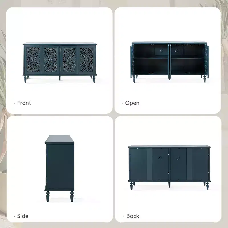 Emathides 63Wide Sideboard with Solid Wood Legs and Lighting |KARAT HOME