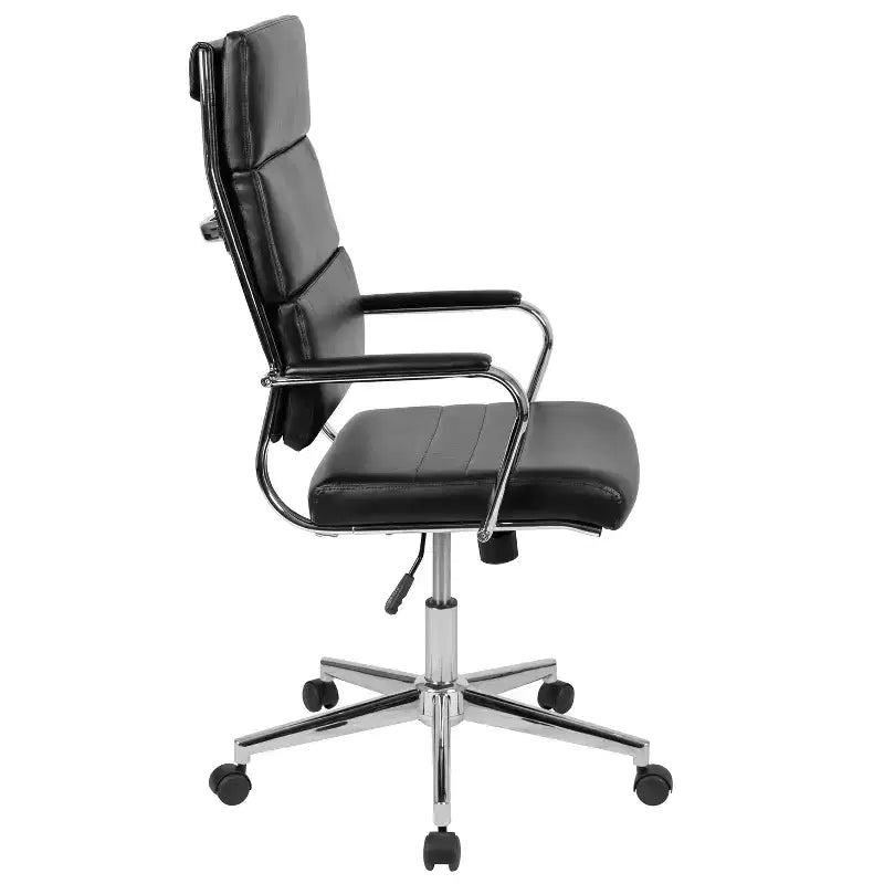 High Panel-Back Ergonomic Executive Office Chair with Padded Metal Arms, 360�� Swivel