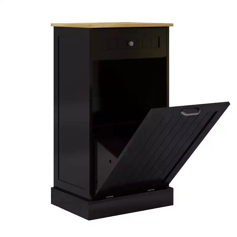 AndMakers 19.68 in. W x 13.77 in. D x 35.62 in. H Ready to Assemble Trash Can Kitchen Cabinet