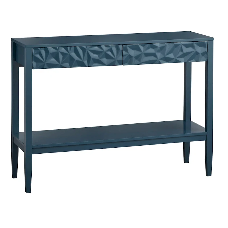 Sofa Table with Geometric Drawer Fronts and Lower Shelf