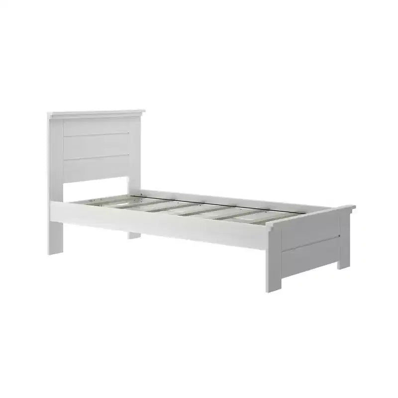 Twin Bed Frame with Panel Headboard, Modern Farmhouse Solid Wood Platform Bed