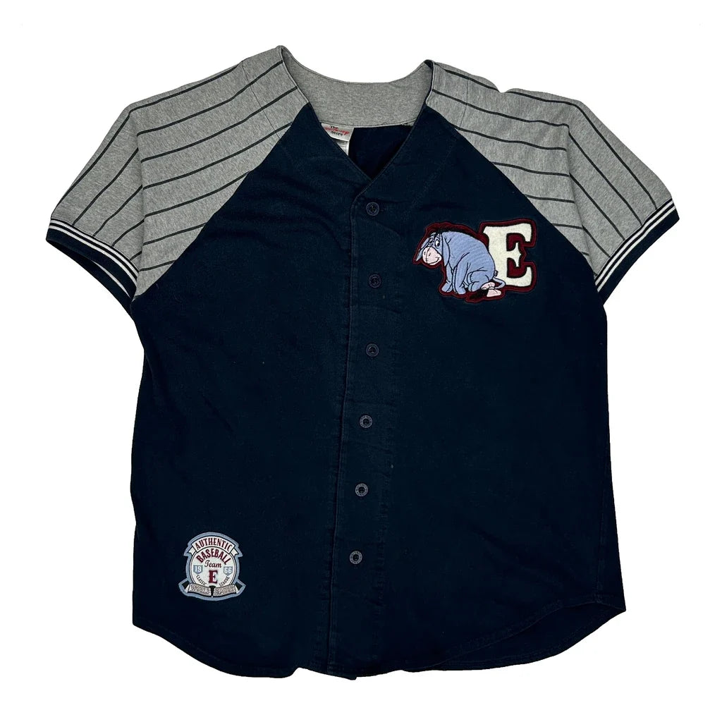 Eeyore Cartoon Baseball Jersey Small Navy Cotton Short Sleeve