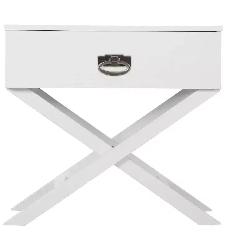 X Frame 1-Drawer Nightstand with Textured Drawer Front