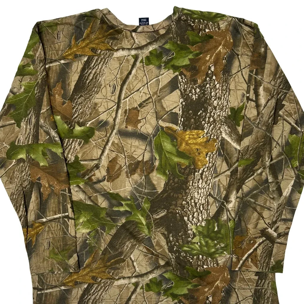 Camo Long Sleeve T-Shirt Men Regular Fit Crew Neck Cotton Blend
