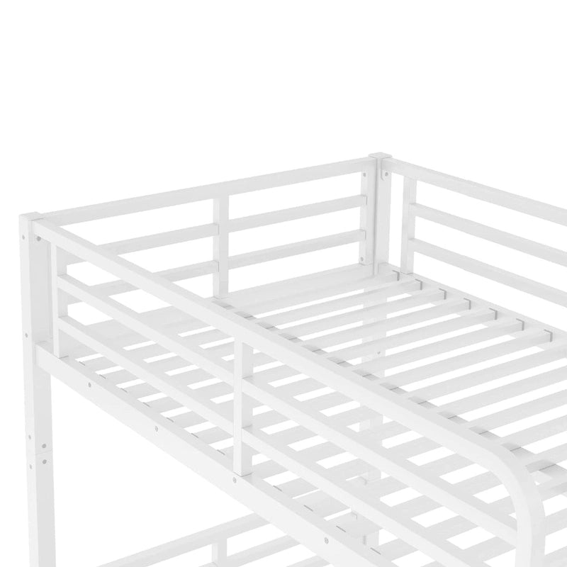 Metal Twin XL over Twin XL Bunk Bed for Teens and Adults �C Space-Saving, Noise Reduced, No Box Spring Needed, White