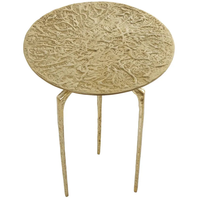 Aluminum Metal Geometric Slim Textured Side End Accent Table