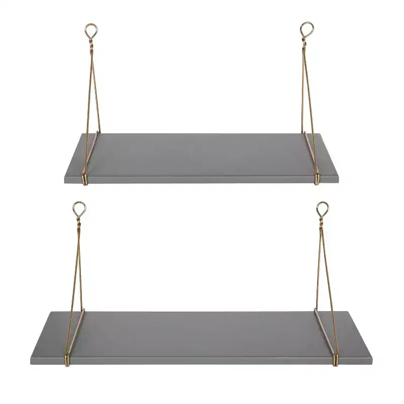 2pc Vista Wood and Metal Wall Shelves - Kate & Laurel All Things Decor