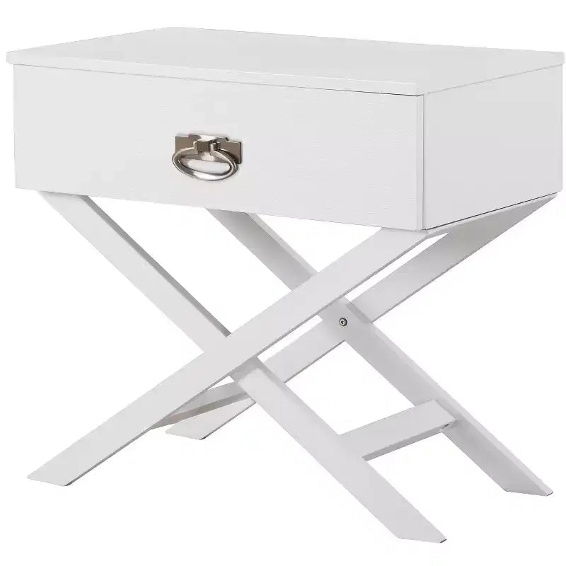 X Frame 1-Drawer Nightstand with Textured Drawer Front