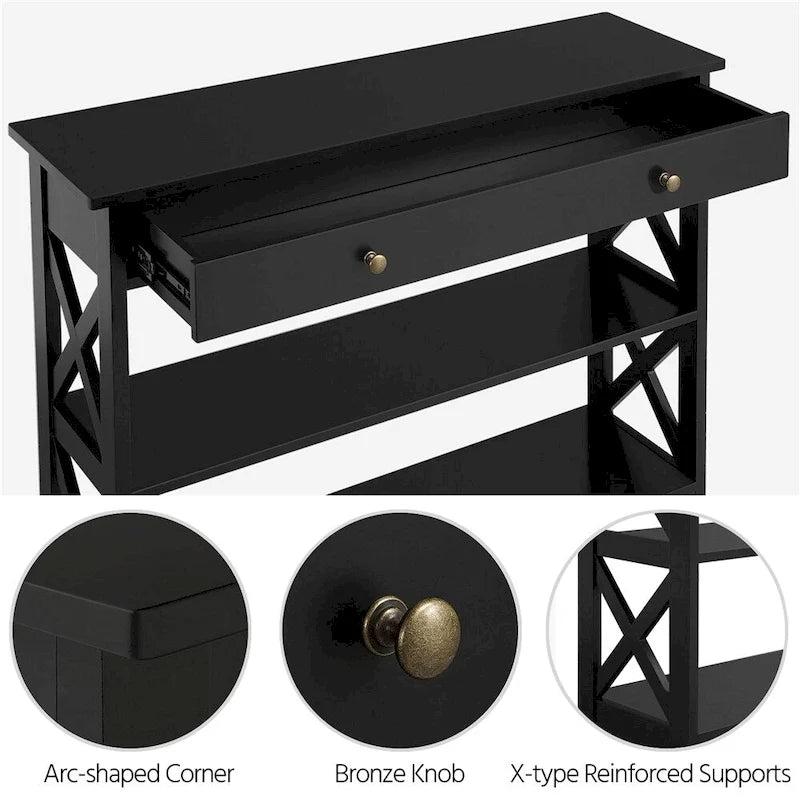 Console Table with 1 Drawer and 2 Open Shelves