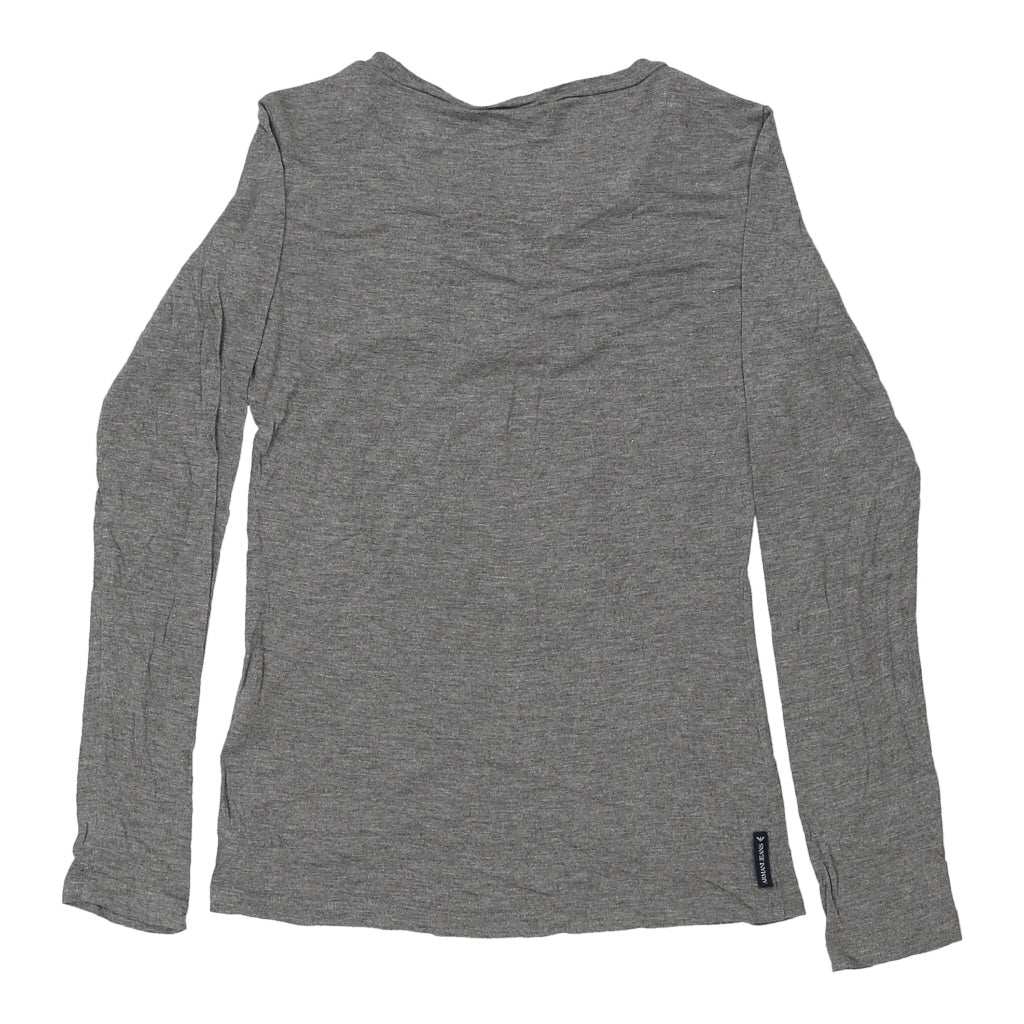 Women's Long Sleeve T-Shirt Small Grey Viscose Relaxed Fit