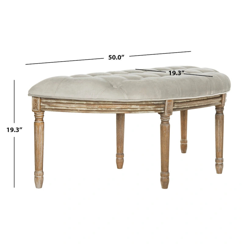 Rustic Semi-Circle Upholstered Bench with Wood Legs