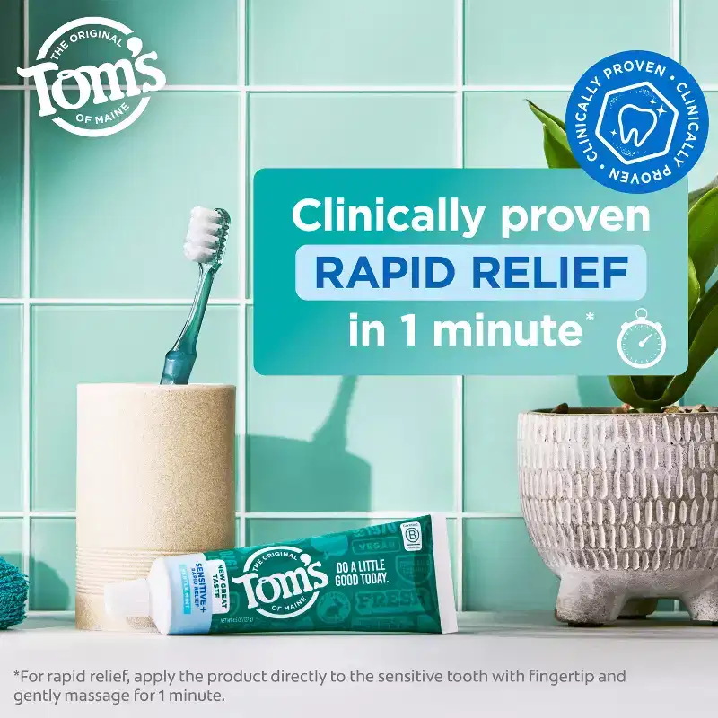 Tom’s of Maine Sensitive Plus Rapid Relief Fluoride Free Toothpaste - Gentle Mint - 4.5oz