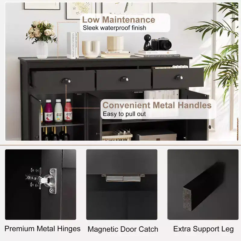 53.5 Buffet Sideboard with 3 Drawers and 2 Adjustable Shelves