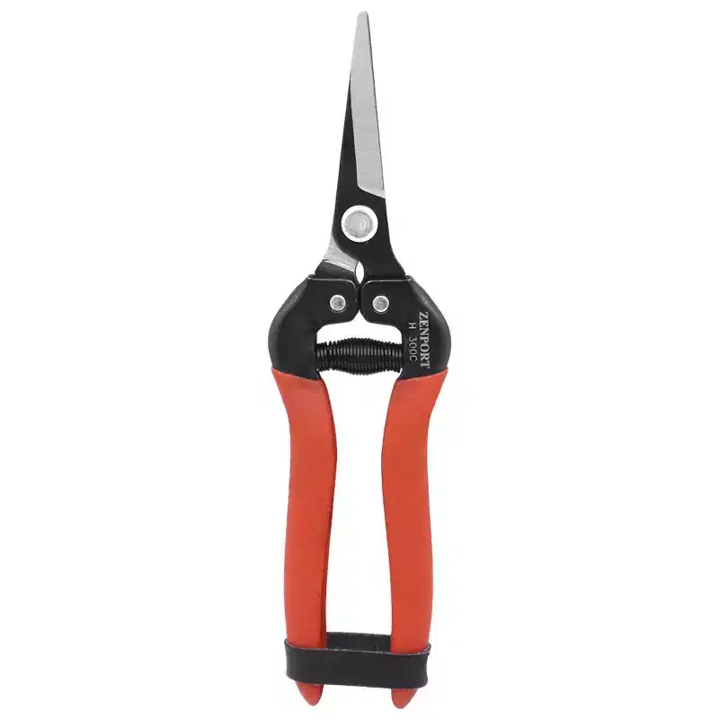 Zenport Harvest Shear, Long Curved Carbon Steel Blade, H300C, Red
