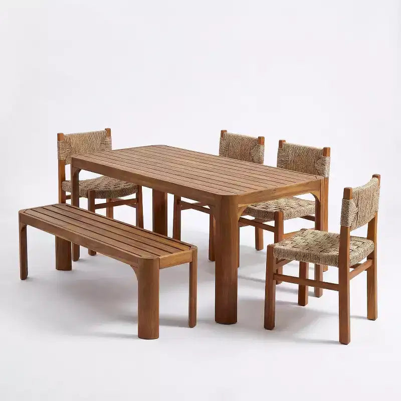 Christopher Knight Home Yasmin Modern 6 Piece Acacia Patio Dining Set with Wicker and Slatted Design