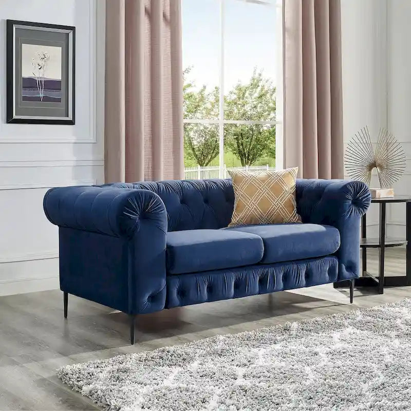 Tufted Velvet Chesterfield Loveseat Sofa