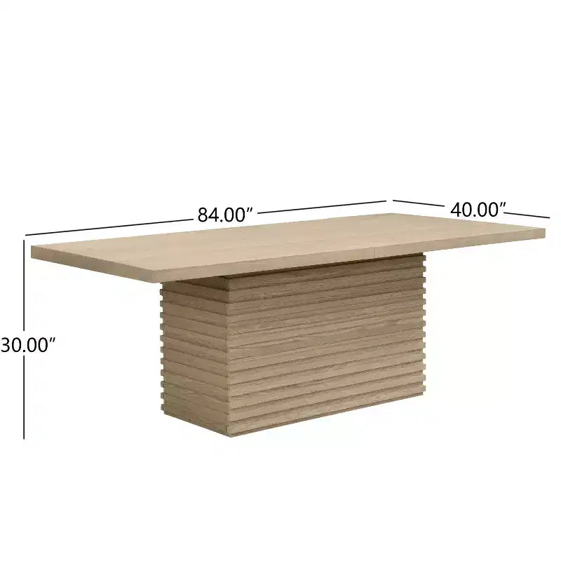 84 Wood Rectangular Dining Table for 6, Pedestal Base