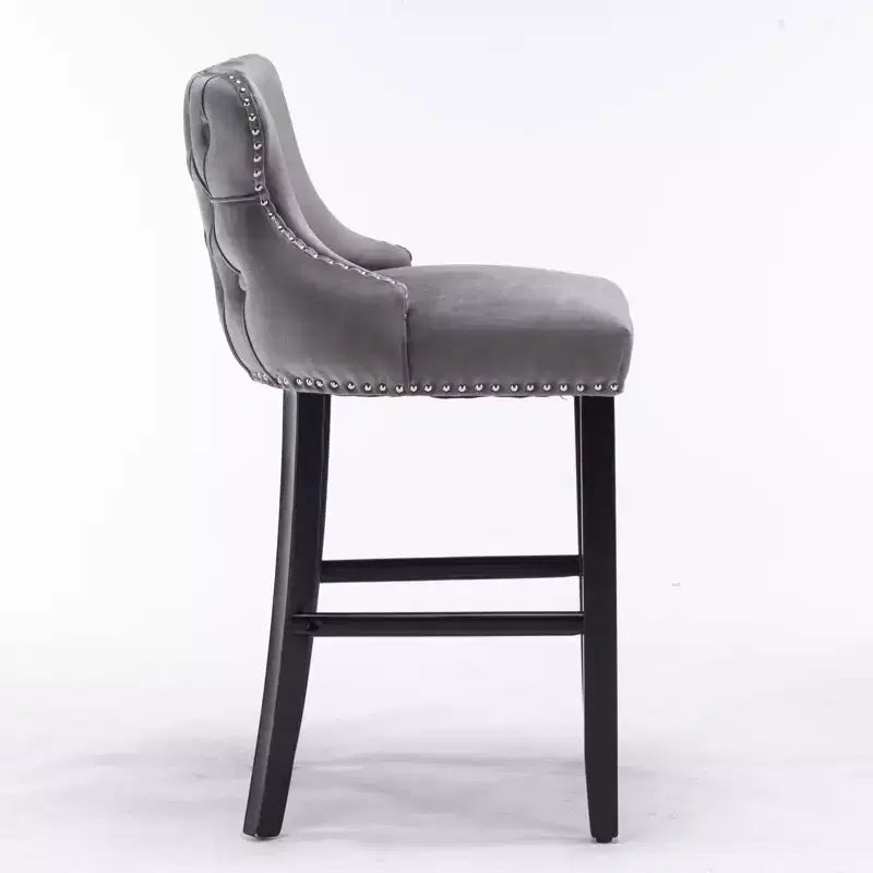 Modern Velvet Wing-Back Counter Stools Set of 2 - Upholstered Bar Chairs for Kitchen, Cafe